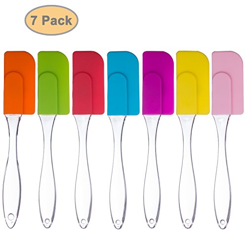ZeWoo 7 PCS Mehrfache Farben-hygienische feste Beschichtung Silikon-Backen-Spachtel, Kuchen-Sahnebutter-Spatel, Schaber-Stir Kitchenaid Utensil Praktisches Werkzeug