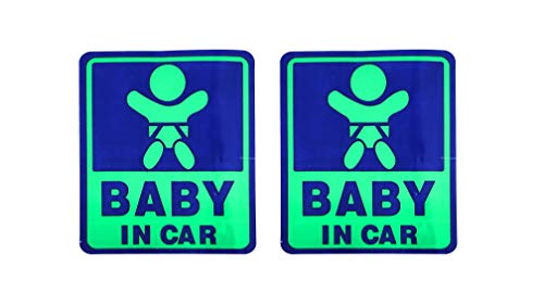 Dhabmin Pack 2 Pegatinas Bebé a Bordo Baby In Car para el Coche Resistentes Al Exterior 15 x 12 cm