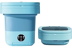 Kavolet Faltbare Mini Waschmaschine, Tragbare 8 Liter Reisewaschmaschine, Camping Mobile Waschmaschine mit UV-Sterilisation, Schleudertrockner mit Ablaufkorb, Waschautomat bis 1,5 KG