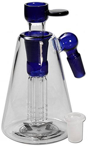 'Blaze? Vorkühler 6-Arm Perkolator mit Kopf, Gewicht: 0,21 kg, Höhe: 105mm, Ansatz: 45°, Schliff: NS 14/19 (14,5mm/18,8mm), Zubehör: Kopf NS 19, Adapter NS 19/14, Form: Pyramide, Farbe: Blau