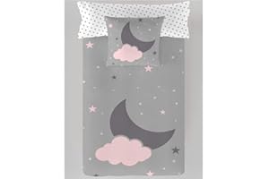 COTTON ARTEAN Saco nordico con Relleno Luna Y Nube Cama 90 x 190/200. Saco Unido a la Bajera con Cremallera. con Relleno NÓRDICO