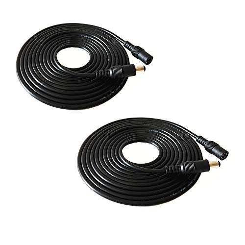 2pcs/Pack negro 3m/9.84ft DC Verlängerungskabel 5.5 mm x 2.1 mm DC Anschlusskabel DC/DC Verbinderkabel DC distribuidor macho a hembra Conector para fuente de alimentación, LED
