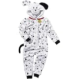 Onesies Pyjama Combinaison Jumpsuit Fille Animal Crazy Polaire Douillet Ultradoux Dalmatien - Noir/Blanc - 6/7 Ans