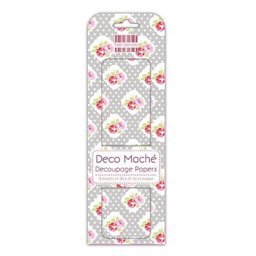 First Edition FEDEC107 | Decoupage Papers Polka Rose | 26 x 37.5 cm | 3 Sheets | 22gsm | Perfect for Home Crafts, Upcycling, DIY and Papermache