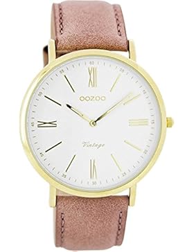 Oozoo Vintage Ultra Slim Leder 40 MM Gold/Weiss/Pinkgrau C7706