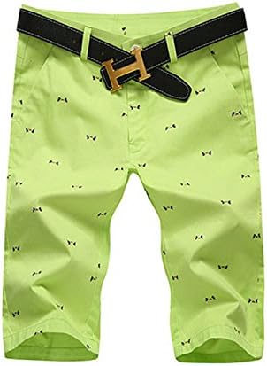 HCIUUI 2018 Men's Fashion Summer Straight Shorts Casual Print Casual Beach Shorts Men Green 31