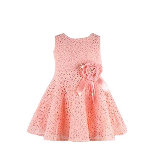Vestidos niña Infantil ?? Amlaiworld Vestido de Fiesta Princesa de niñas Faldas de una Sola Pieza Floral de Encaje Completo para bebés 1 Años - 7 Años (Rosado, Tamaño:5-6 Años)