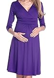 Happy Mama Damen Umstandskleid Festlicher Stretchkleid V-Ausschnitt 282p