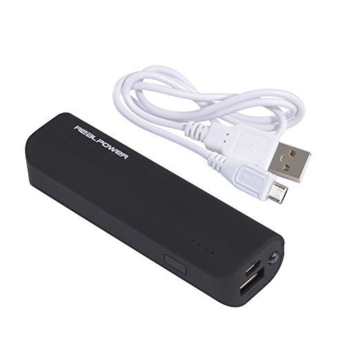 RealPower PB-2600 externer kompakter Akku Batterie Handy Ladegerät Powerbank 2600 mAh für iPhone, iPad, Samsung Galaxy und weitere Smartphones (schwarz) - 3