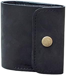 Leather wallet black for men. Small card holder. Handmade minimalist wallet