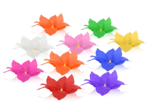 Alsino 10 Stk. schwimmende Wasserlaterne gem. Farben inkl. Teelichter