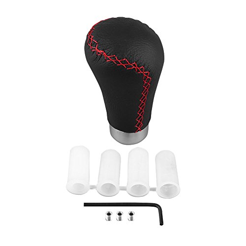 Universal Gear Shift Knob Shift Level Stick Head Shifter W/ 4 Adapters for Car Truck Speed Shift Knob (Red Stitches)