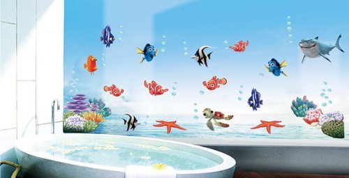 DecoBay Finding Nemo Fisch Wand Sticker Mehrweg Wiederverwertbar Kinder Aufkleber Badezimmer Wandtattoo Kinderzimmer Wandsticker - 2
