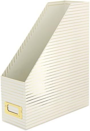 Shimmer Gold Stripe Cream Magazine File Office Filing Storage - Go Stationery