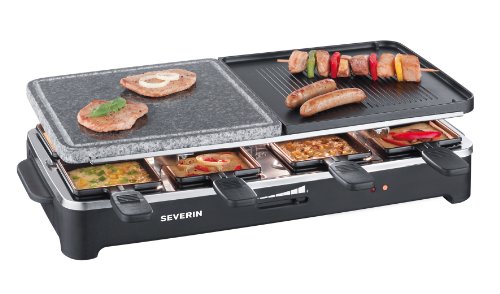 Severin RG 2341 Raclette-Partygrill mit Naturgrillstein (1500 Watt, 8 Pfännchen), schwarz - 5