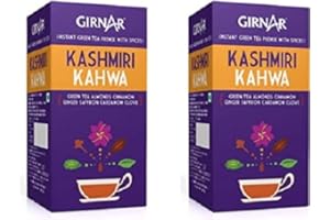 Girnar Kashmiri Kahwa 5 Single Serve Sachet(Pack of 2)– Instant Green Tea Premix With Spices Bags- Spiced With Richness Of Saffron, Cardamom & Almond- Chai with Delicious Taste, Aroma & Health Benefit