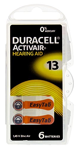 60 x Duracell Knopfzellen/ TYP 13/DA13N6/ 10 x 6 Hörgeräte-Knopfzellen/ 1,45V/Zink-Luft/ Hörgerätebatterien/ Hörgeräte-Batterien