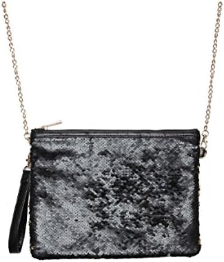 EIGHT2NINE Ladies’ Party Handbag | Evening bag with chain strap | Reversible Sequin Clutch black one size