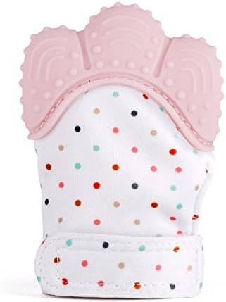 Silicone Baby Mitt Teething Mitten Teething Glove Candy Wrapper Sound Teether (Quartz Pink)