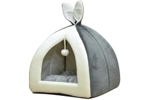 CHYUAN Niche de lit pour Animaux de Compagnie - Panier Confortable pour Chat Cochon d'Inde - Lit Mignon - Grand nid de Maison - Accessoire pour Chat - Inde, Lapin - Petit Animal de Compagnie (Gris, M)