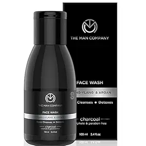 The Man Company Activated Charcoal Face Wash for Men | Ylang Ylang & Argan Essential Oils | Anti Pollution, Acne Oil Control | Unclog Pores | Deep Cleansing | Blackheads Removal | All Skin Types | 100ml