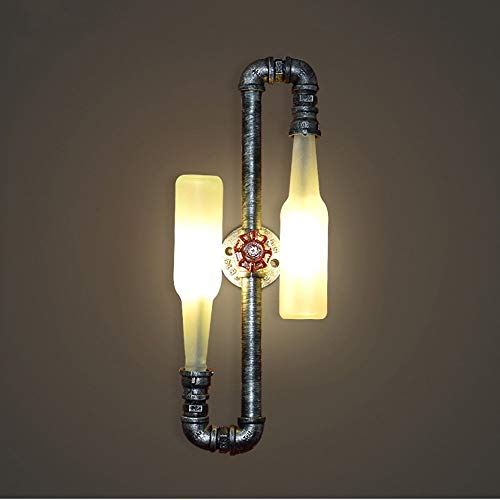 Preisvergleich Produktbild JZX Kreative Wandbeleuchtung-Wandleuchte Eisen Kunst Alkohol Flasche Wasserpfeifen Doppelkopf Retro Industrie Wind Wohnzimmer Bar Cafe Restaurant Beleuchtung