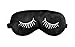 MSSilk Sleep Eye Mask- Smoothing Mulberry Silk- Adjustable Elastic Strap- Lightweight- with A Bonus Pair of Earplug in a Carry Pouch (White Eyelashes)