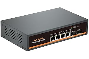 Davuaz Commutateur PoE non administré 2.5G avec 4 ports Base-T 2.5G et 2 ports Uplink SFP 10G, compatible 100/1000/2500Mbps, design sans ventilateur, Plug & Play, Commutateur Power Over Ethernet 2.5Gb