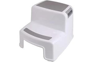 Sterun Sturdy Double Step Stool for Kids - Anti-Slip Toddler’s 2 Step Stool for Potty Training, Kitchen, and Bathroom (Grey)