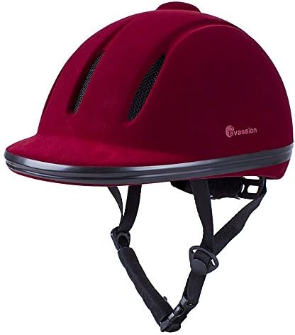 SportTent Comfortable Velvet Equestrian Helmet Professional Horse Riding Hat Horse Riding Helmet Comfort Red (Head circumference 57cm)