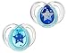 Tommee Tippee Closer To Nature Night Time Soother Twin Pack - 6-18m (Blue Star)