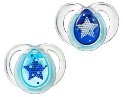 Tommee Tippee Closer To Nature Night Time Soother Twin Pack - 6-18m (Blue Star)