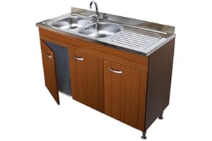 Arredobagno e Cucine Mobile con lavello Acciaio Inox cm.120 Completo di lavello 2 vasche per Cucina