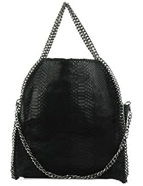 Damen Shopper Beuteltasche mit Kette (Echtleder)