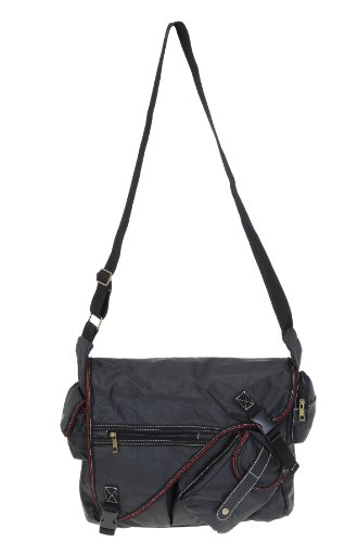 ELEPHANT Kuriertasche SAHARA Laptoptasche Canvas Tasche Notebookmaß 39×28 cm Schultertasche / SCHWARZ - 4