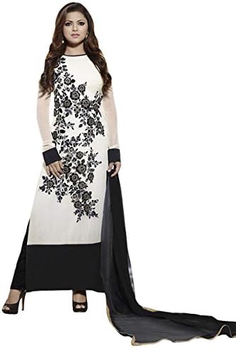 FABBOOM Women's Long Fancy Designer Salwar Kameez Free Size White