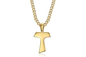 BOBIJOO JEWELRY - Pendentif Collier Croix en Tau de Saint Antoine Chevalier T Acier Or Doré Plaqué Chaîne