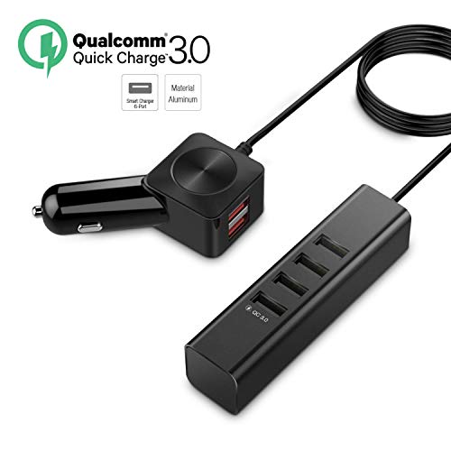 Preisvergleich Produktbild ZDZHU Auto-Ladegerät mehrere USB-Handy-Ladegerät Aluminium Quick Charge 3.0 6-Port-USB-Smart-Adapter W-Clip für GPS / Dash Cam / Navi / Telefon / Android / iPad / Tablet