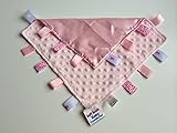 Soft Touch Comforter blanket with taggies. Taggie Comforter / Comfort Blanket. Great Gift. (Pink Taggie blanket)