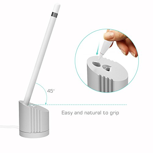 MoKo Apple Bleistift Charging Dock, Tragbare Desktop Charging Station Stand Charger Ladegerät Dock für Apple iPad Bleistift Pro Bleistift Apple Pencil mit USB-Ladekabel, Silber - 7