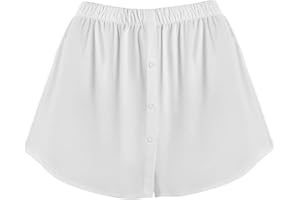 Monbessi Falda Camisa Falsa Mujer Abotonado Bajo de Camisa Cintura Elástica Negro/Blanco/Raya