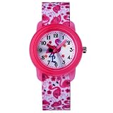 Kinder Armbanduhr Analog Uhren Zeiger Mädchen Kinderuhr Jungen Kinder Lernuhr Rose Flamingo Nylon Easy-Read time Teacher zum Uhrzeit Lesen Lernen für Kinder