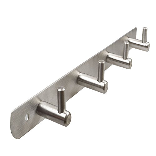 Preisvergleich Produktbild Etime Hakenleiste aus Edelstahl Garderobenleiste Kleiderhaken mit 4 Haken Wandhaken rostfrei Mehrzweckhaken