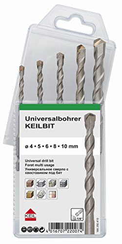 KEIL 166 260 410 Schlagbohrersortiment Universalbohrer KEILBIT, 5-teilig, Ø 4,0+5,0+6,0+8,0+10,0 mm, in MultiPack