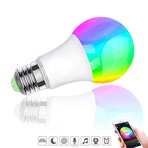 REAFOO Bombillas inteligente Wifi E27 LED 9W Smart Bombilla Dimmable Multicolor RGB + W Control remoto para iOS Aplicación de Android Funciona con Amazon Alexa Echo y Google Home