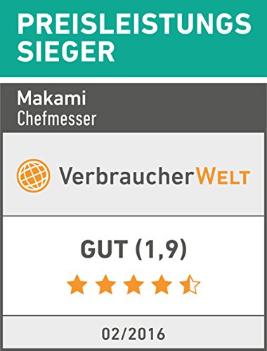 makami Kona Chefmesser – scharfes Kochmesser mit Griff aus Palisanderholz in Geschenkverpackung. Küchenmesser mit 20 cm Klingenlänge - 5