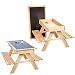 Produktbild 3in1 Kindersitzgarnitur Sitzgruppe Holz Maltisch Tisch Bank Sandkasten Maltafel