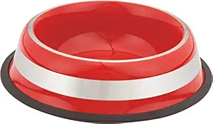 ELTON Color Bright Belly Non Tip Anti Skid Dog Bowls Export Quality with Removable Rubber Ring Stainless Steel Dog Food Bowl Pet Bowl for Feeding Dogs Cats and Pets - 16 oz./0.45 L 7.9 in. /20cm