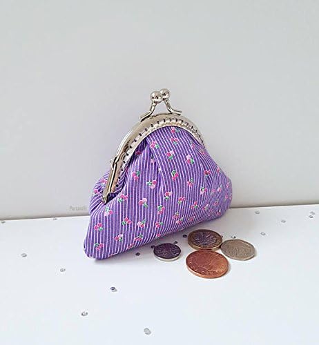 Purse / small coin purse / change purse / coin purse / Kiss lock purse / clasp purse / pouch / cherry / retro / vintage / purple / gift / on trend