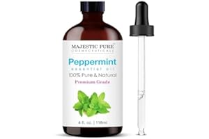 MAJESTIC PURE Peppermint Essential Oil with Glass Dropper | 100% Pure and Natural Peppermint Oil | Premium Grade Essential Oils for Diffusers, Skin, Aromatherapy, Massage | 118 ml